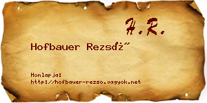 Hofbauer Rezső névjegykártya